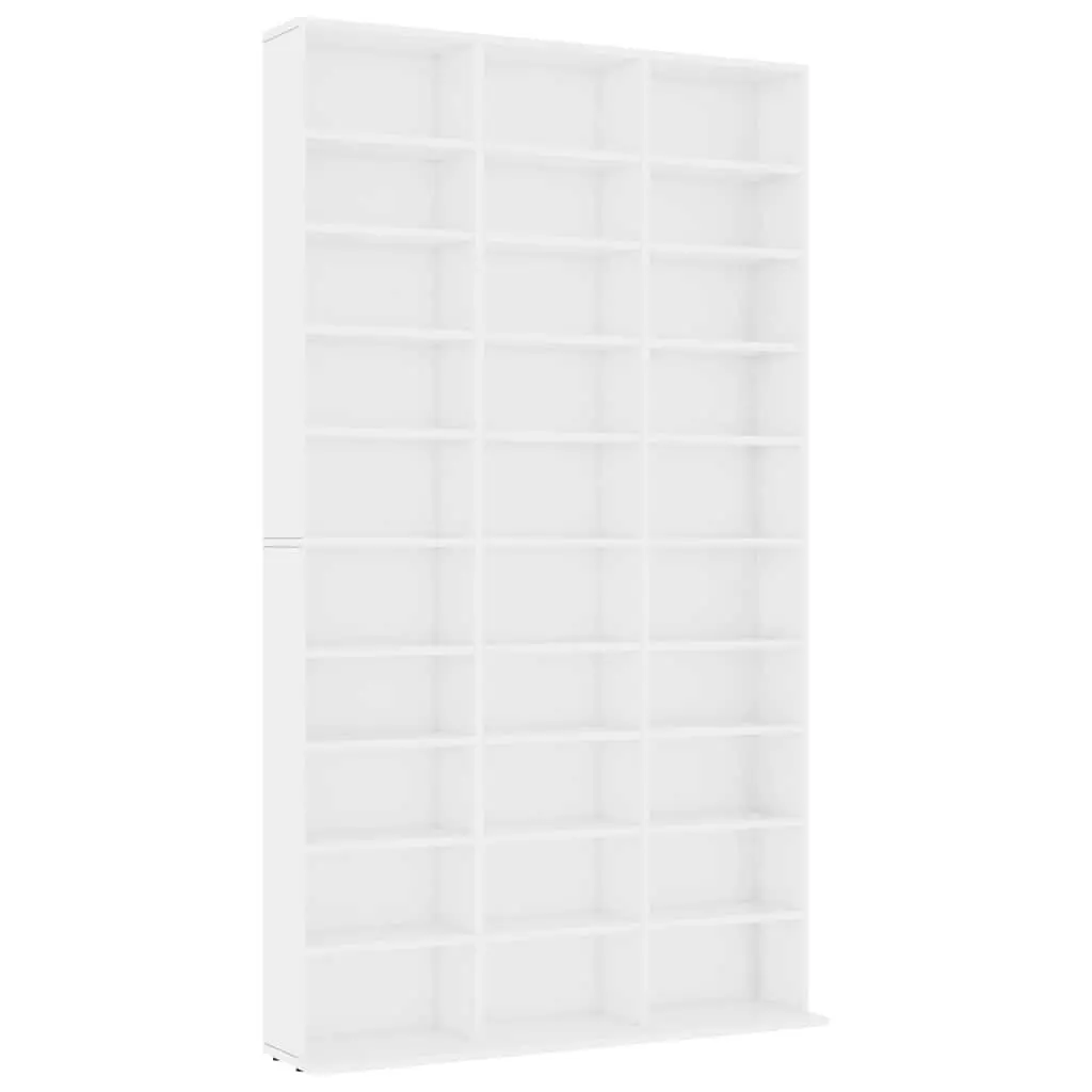 CD Cabinet White Media Storage Organizer 30 Compartments Living Room Display 102L x 23W x 1775H cm