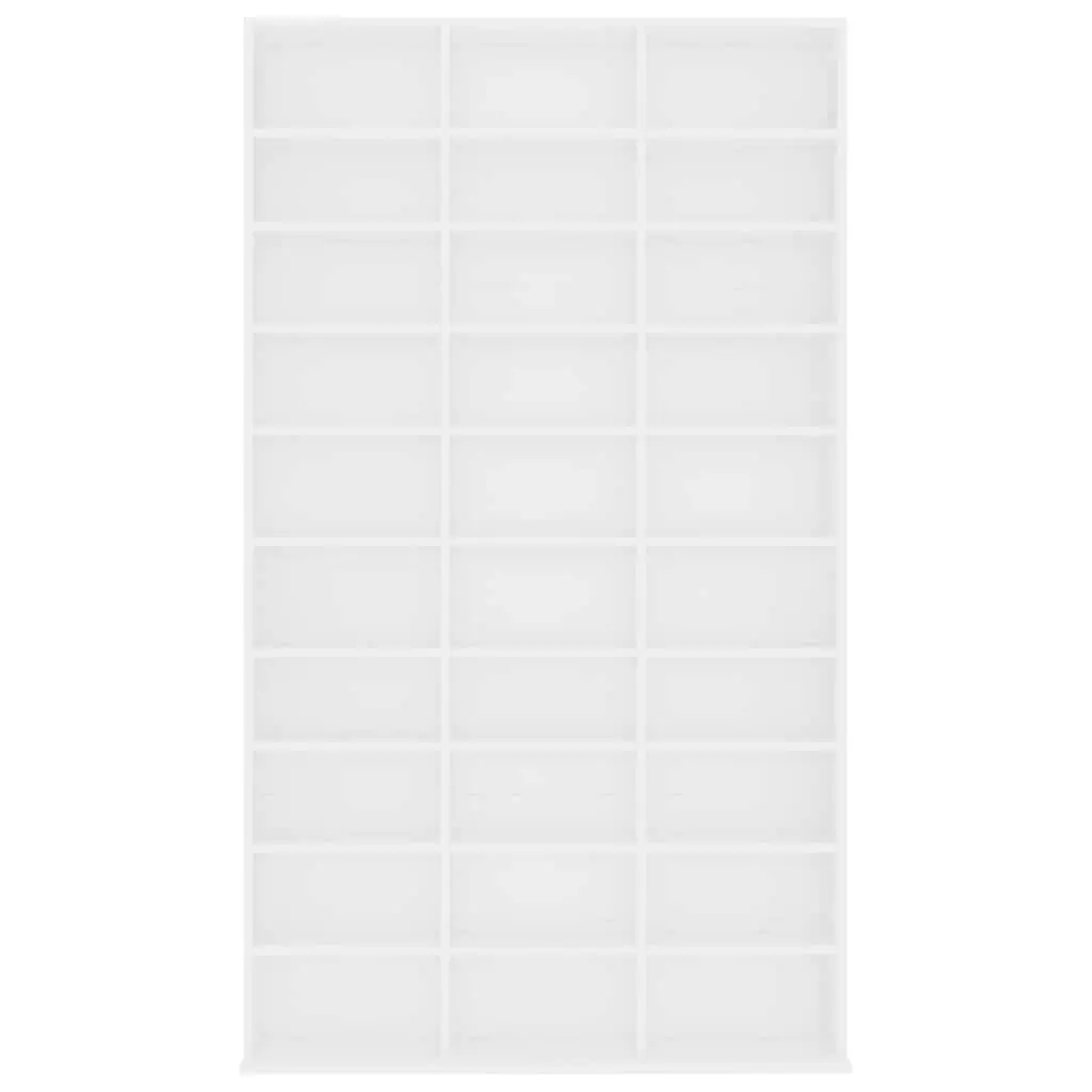 CD Cabinet White Media Storage Organizer 30 Compartments Living Room Display 102L x 23W x 1775H cm