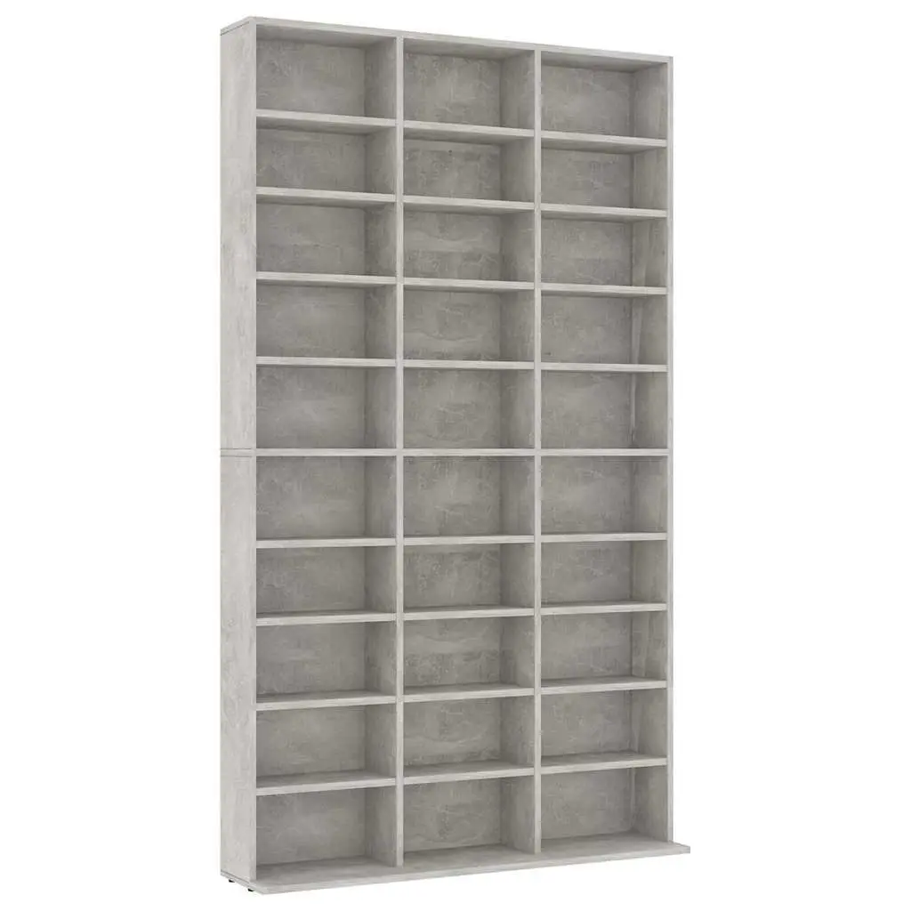 Media Storage Cabinet 30 Compartment Grey Engineered Wood for Living Room Bedroom Office