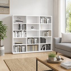 CD Cabinet White Storage Media Organiser 100x23x89.5 cm Engineered Wood Shelves