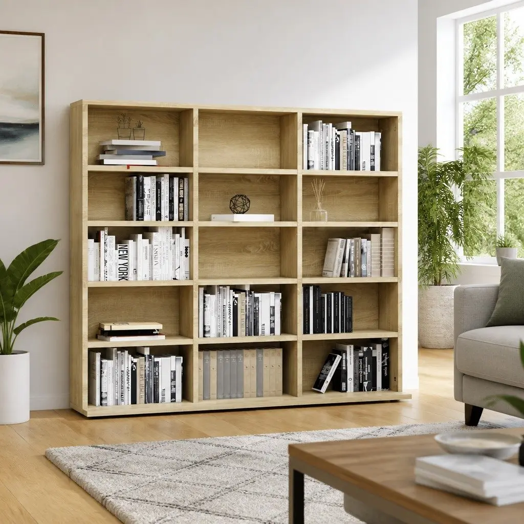15-Compartment CD Cabinet in Brown