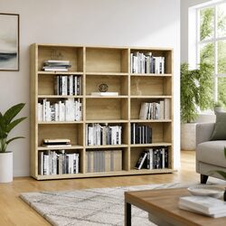 Functional 15-Compartment CD Cabinet in Brown