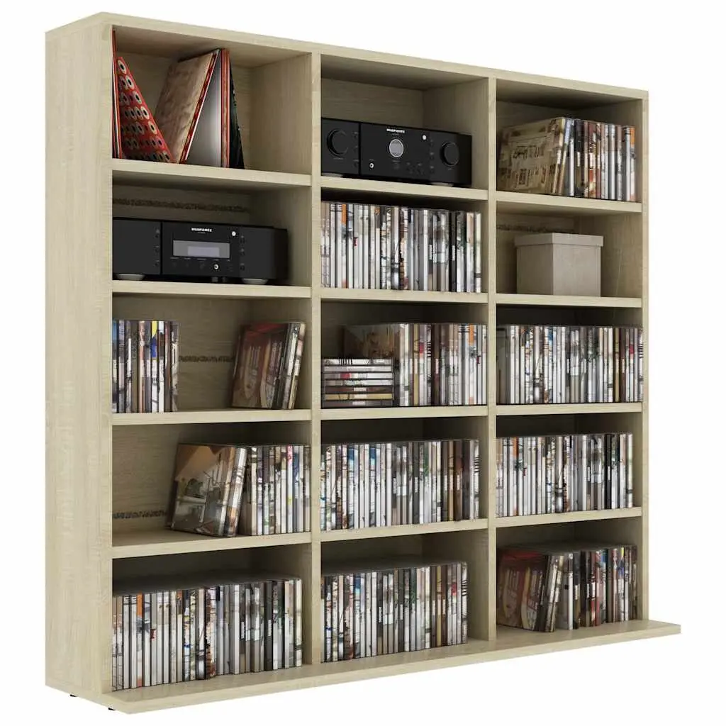 15-Compartment CD Cabinet in Brown