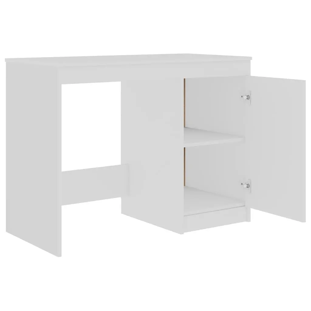 White Writing Desk for Home Office 100x50x76 cm with Integrated Storage Cabinet