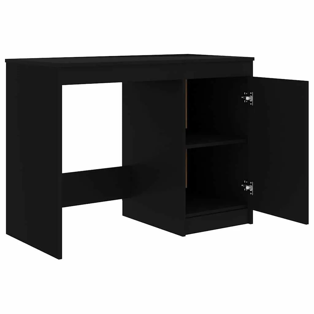 Black Office Desk with Storage Cabinet