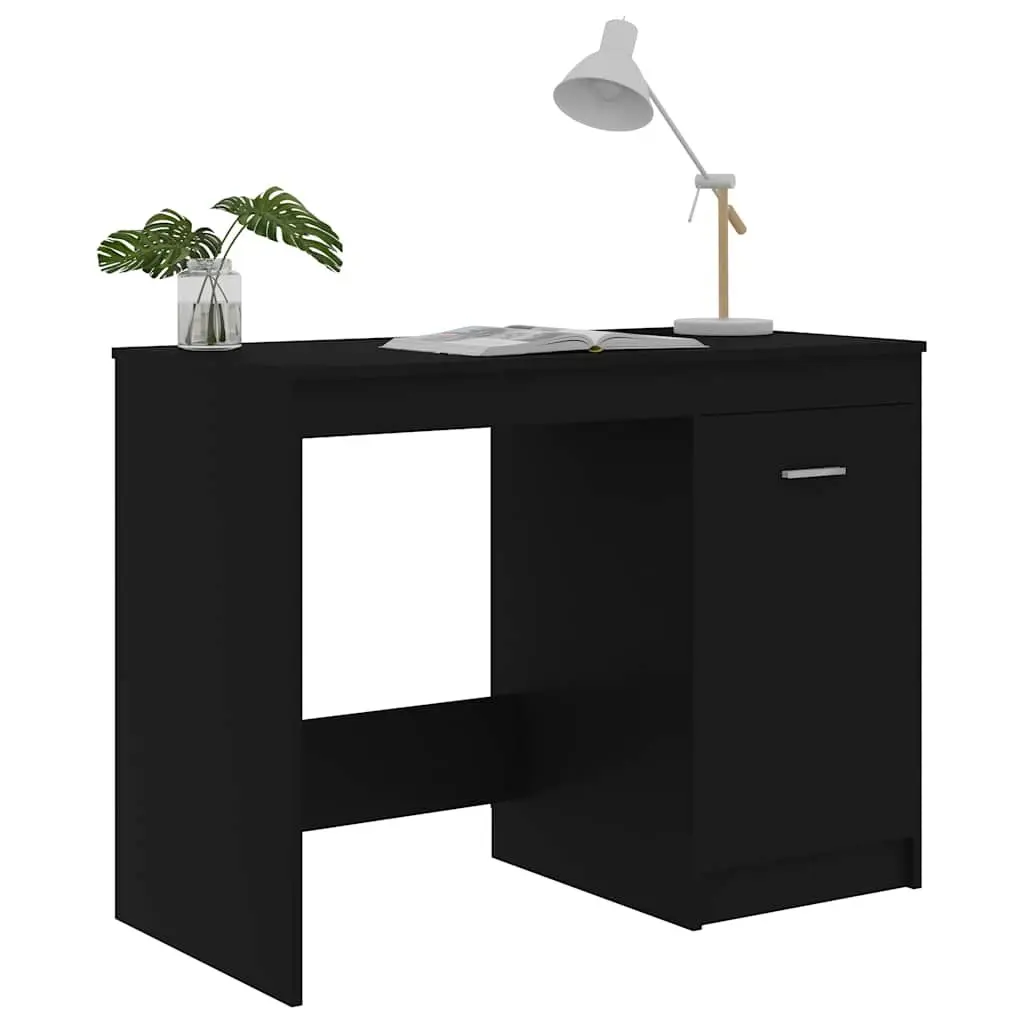 Black Office Desk with Storage Cabinet