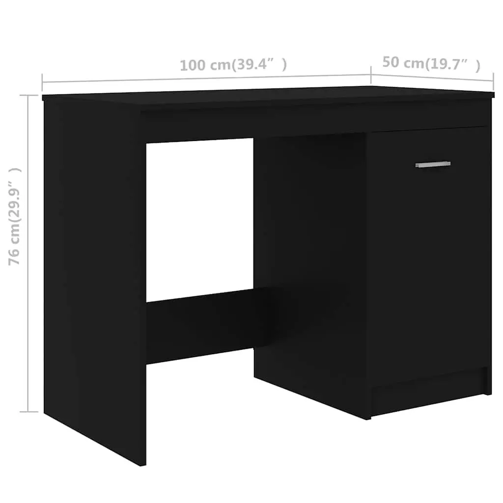 Black Office Desk with Storage Cabinet