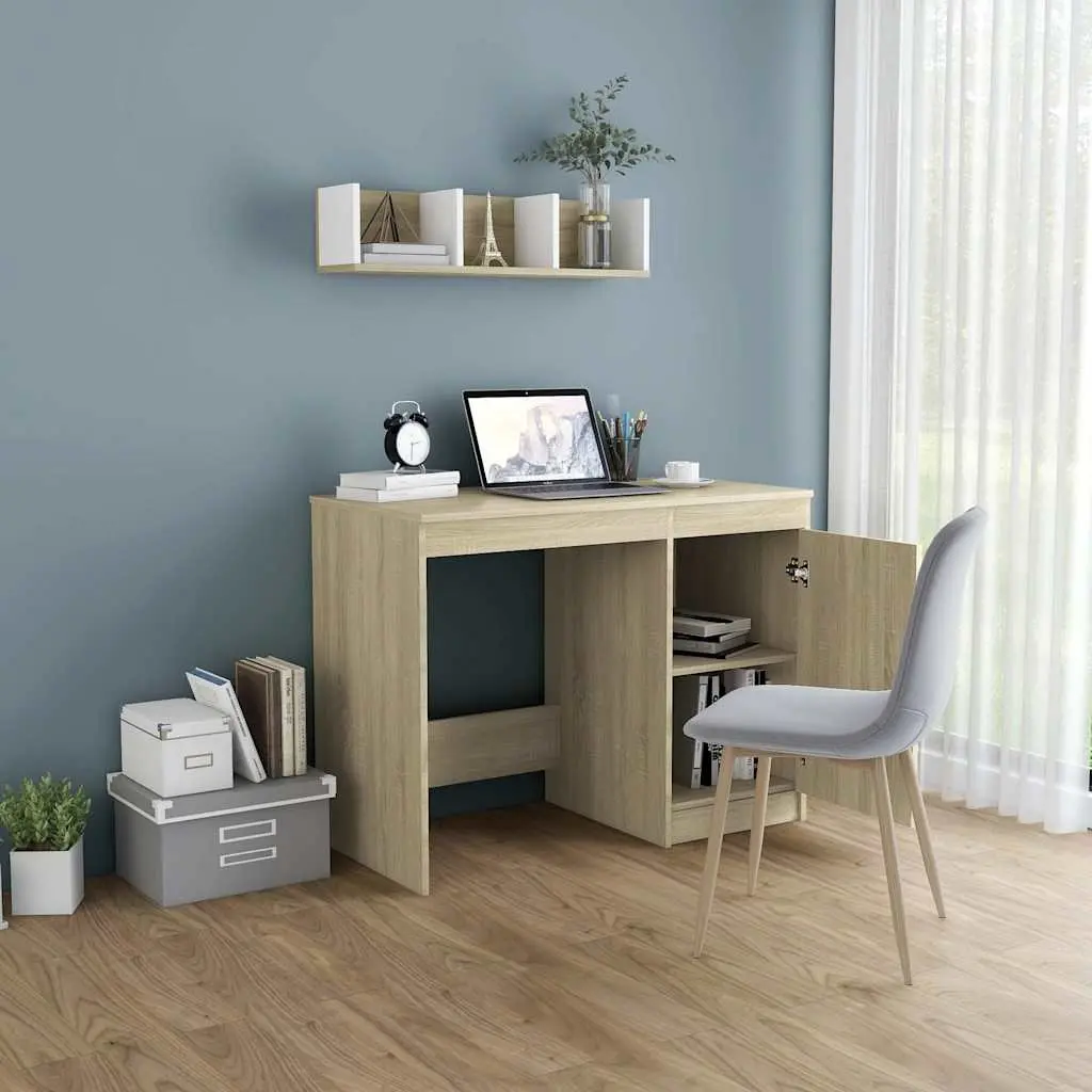 Office Desk with Storage Cabinet Brown Writing Table Study Workstation