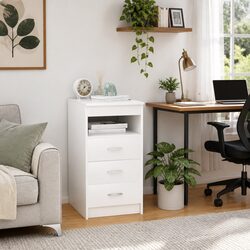 3-Drawer White Storage Cabinet - 40 x 50 x 76 cm