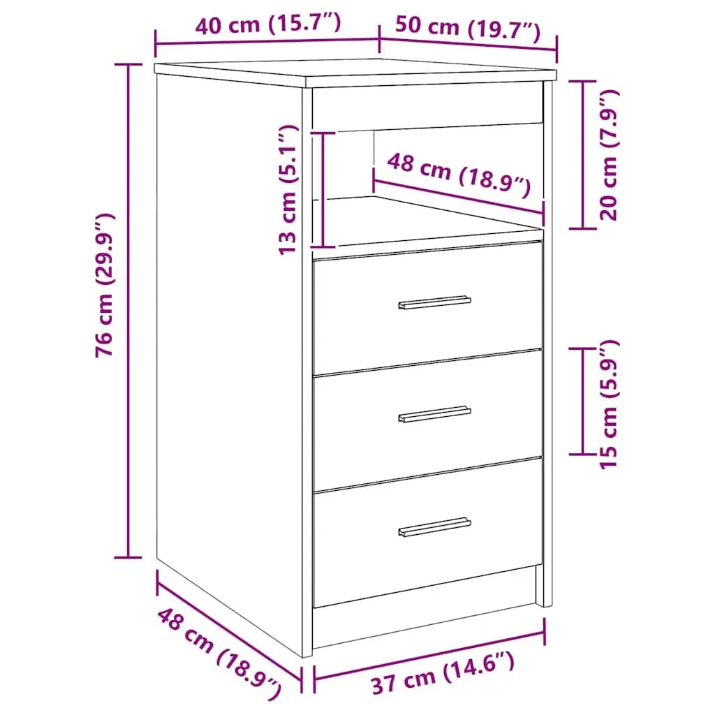 Engineered Wood Drawer Cabinet with 3 Drawers