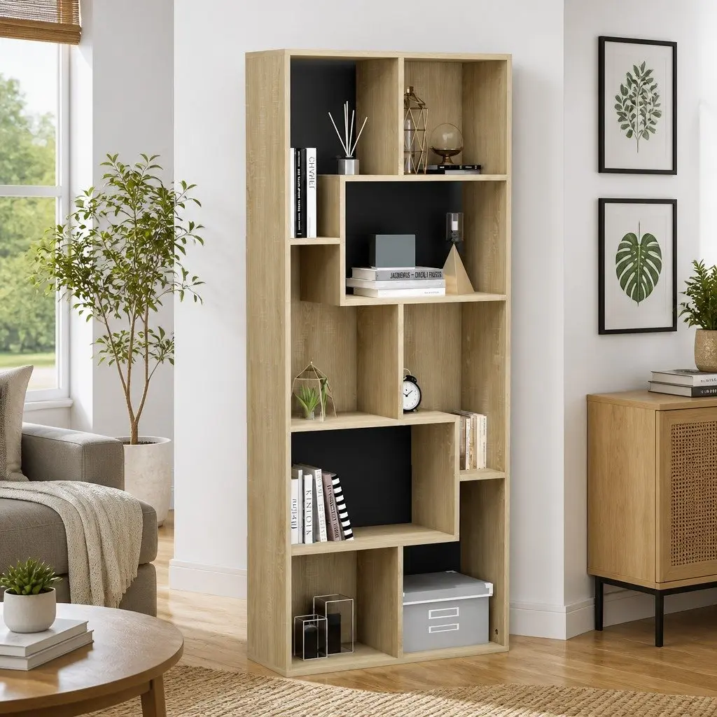 Book Cabinet Sonoma Oak Brown Engineered Wood Bookshelf Storage Shelving Unit