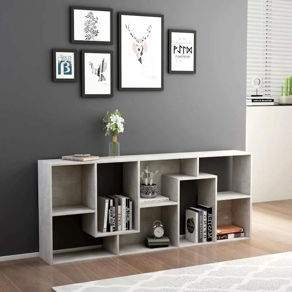 67x24x161cm Grey Engineered Wood Book Cabinet