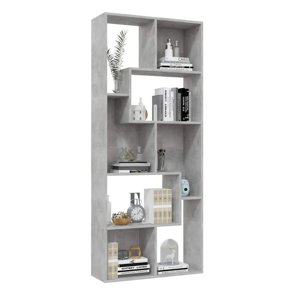 67x24x161cm Grey Engineered Wood Book Cabinet