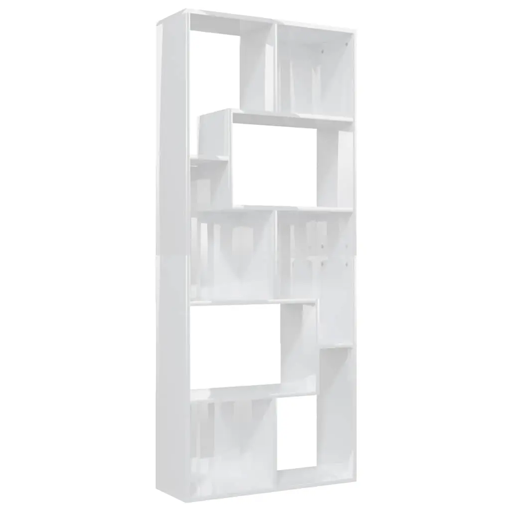 Book Cabinet Storage Shelving Unit for Home 67x24x161cm High Gloss White Engineered Wood