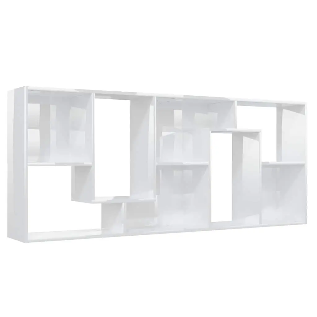 Book Cabinet Storage Shelving Unit for Home 67x24x161cm High Gloss White Engineered Wood