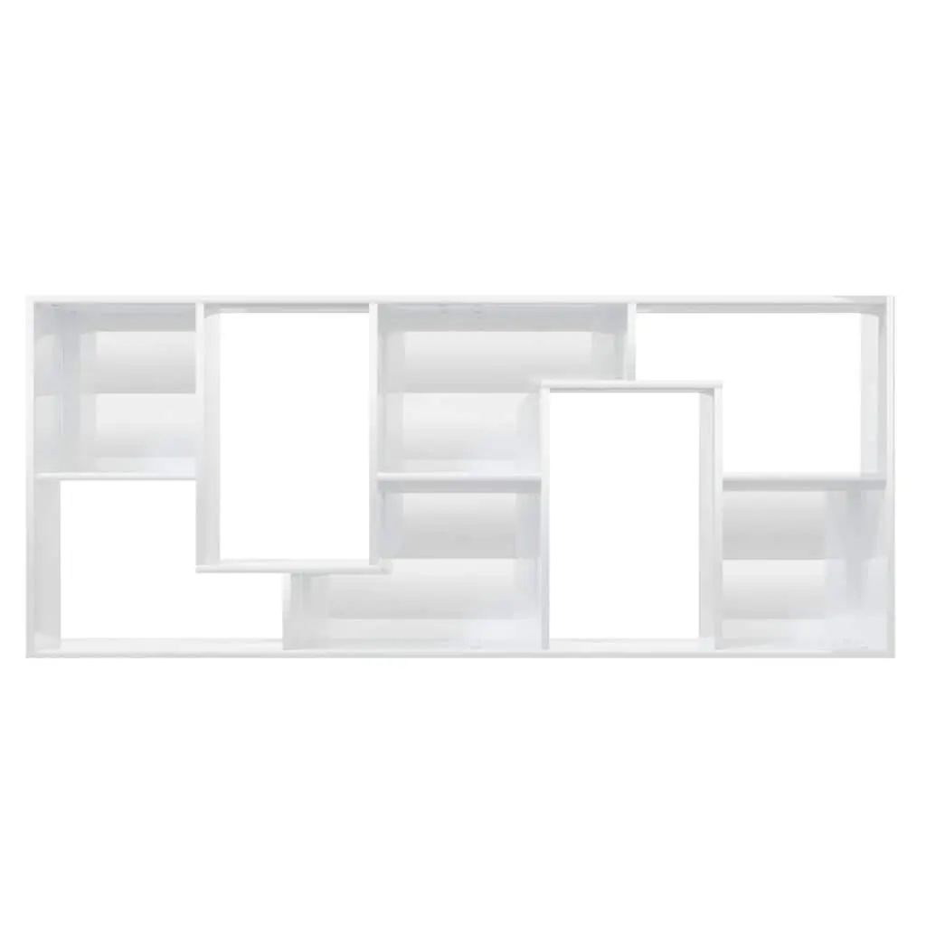 Book Cabinet Storage Shelving Unit for Home 67x24x161cm High Gloss White Engineered Wood