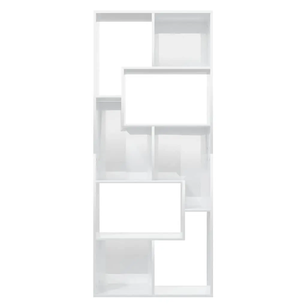 Book Cabinet Storage Shelving Unit for Home 67x24x161cm High Gloss White Engineered Wood