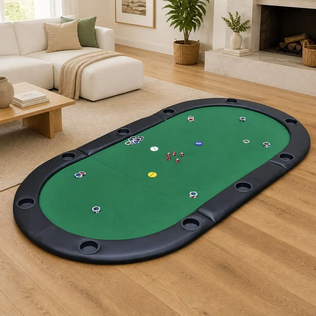 Foldable Poker Tabletop for 10 Players