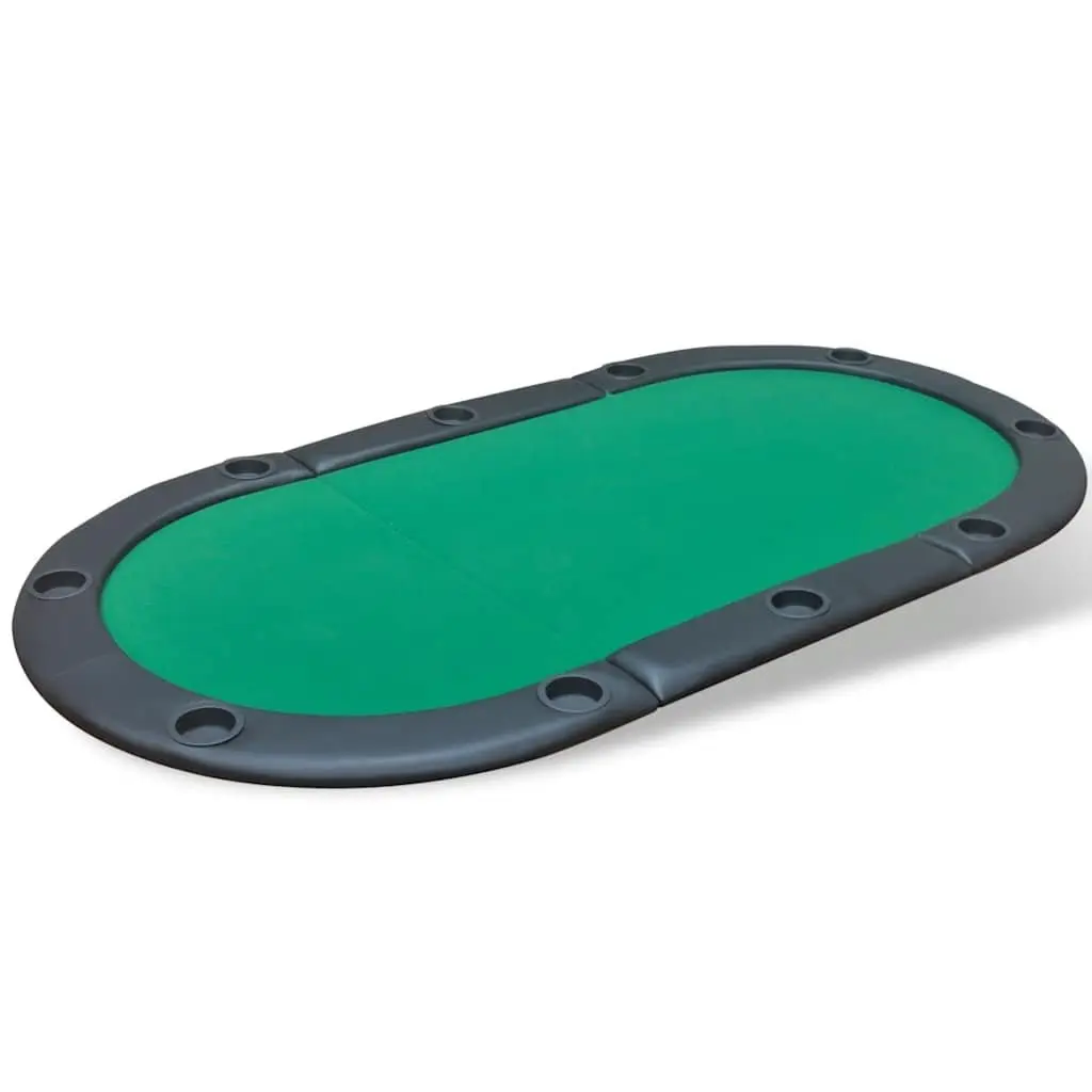 Poker Tabletop 10 Player Foldable Green Racetrack Cup Holders Gaming Table