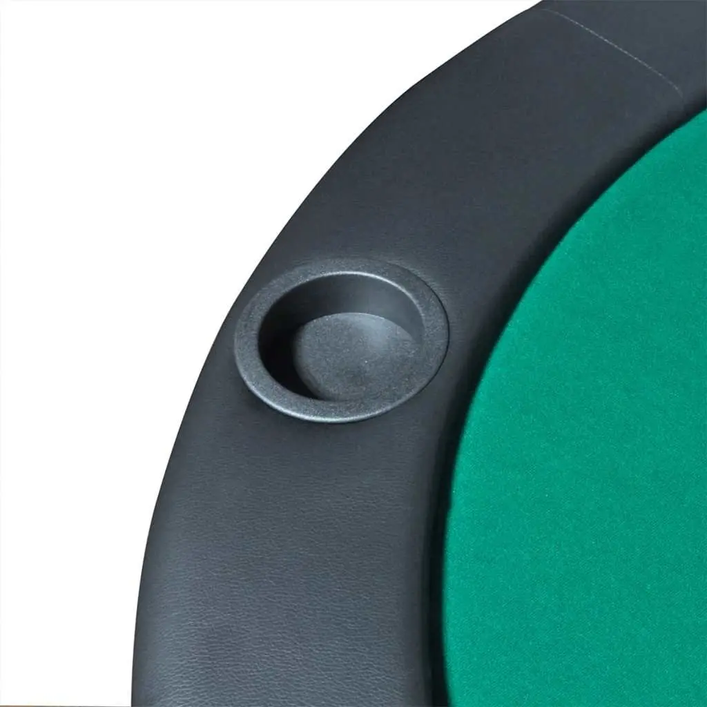 Poker Tabletop 10 Player Foldable Green Racetrack Cup Holders Gaming Table