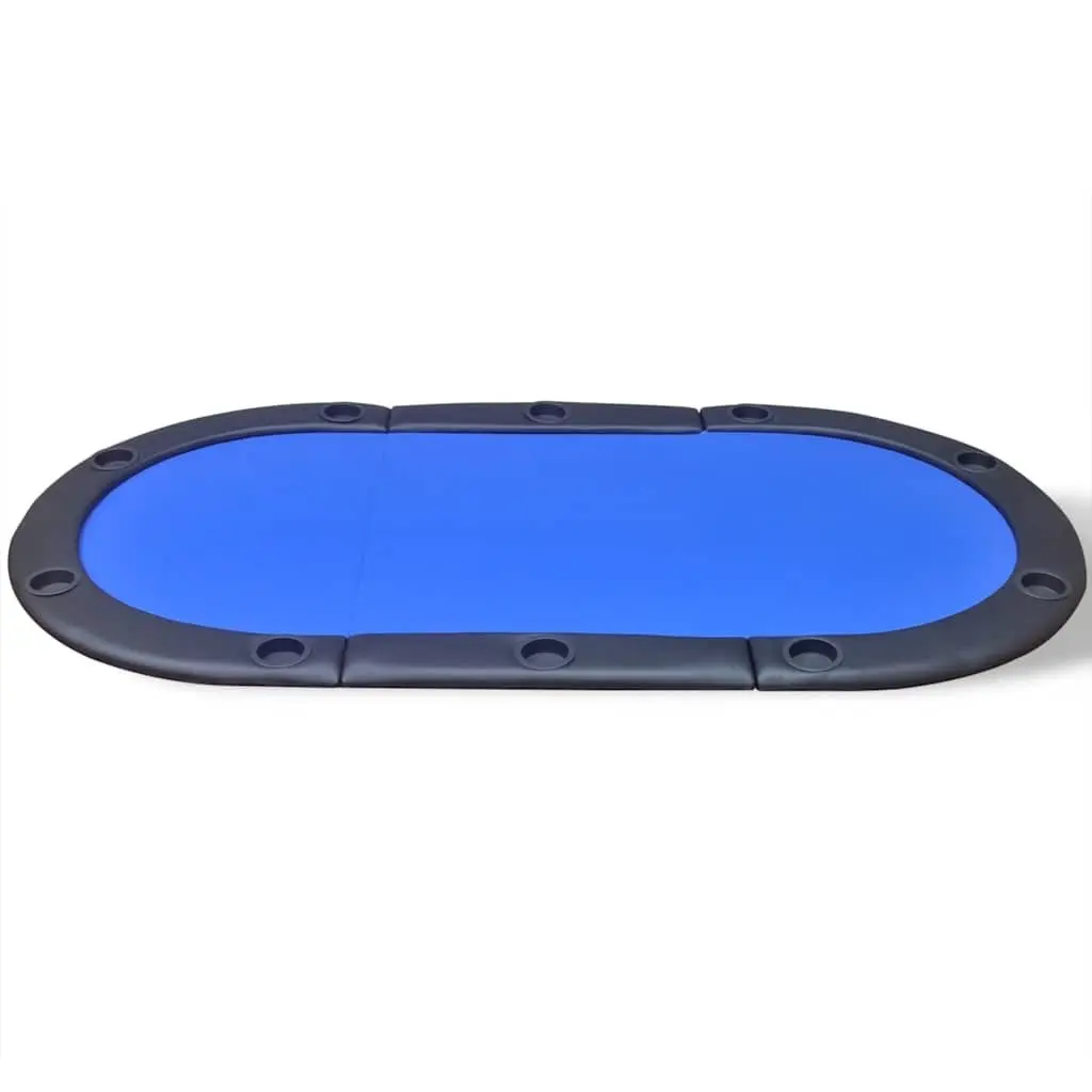 Poker Tabletop 10-Player Foldable Racetrack Blue Padded Playing Surface Cup