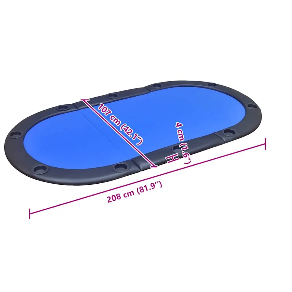 Poker Tabletop 10-Player Foldable Racetrack Blue Padded Playing Surface Cup