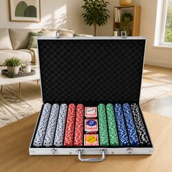Poker Set Specifications: 1000 Chips, Dice and Cards Included