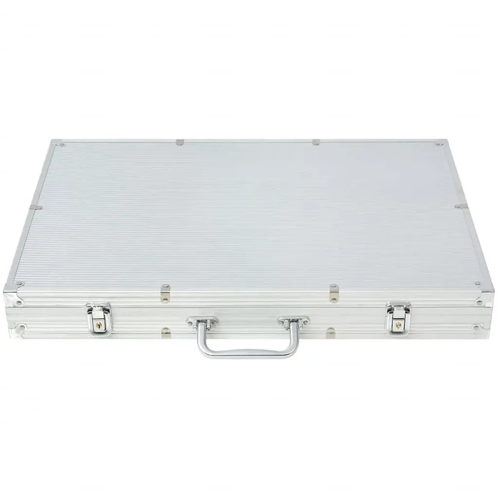 Poker Set for Game Night 1000 Laser Chips 3 Decks of Cards 6 Dice Aluminium Case