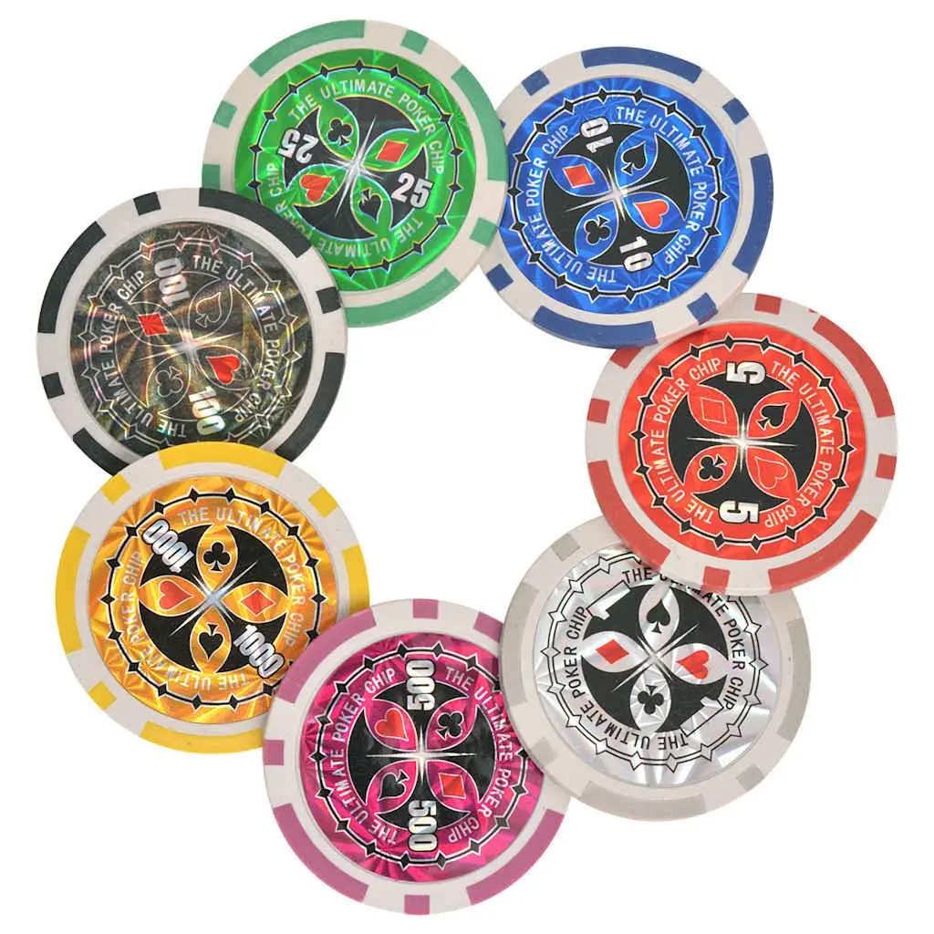Poker Blackjack Gaming Set 600 Laser Chips Cards Dice Aluminium Case
