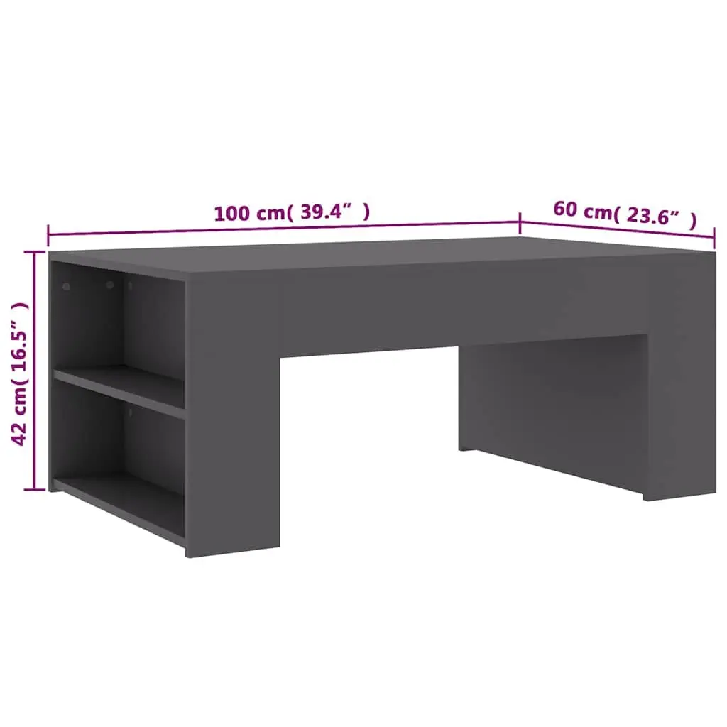 Coffee Table Living Room Grey Engineered Wood 100x60x42cm