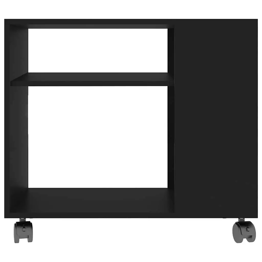 Black Accent Side Table with Wheels