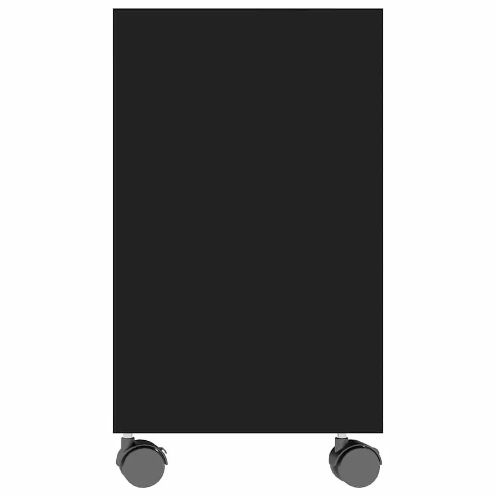 Black Accent Side Table with Wheels