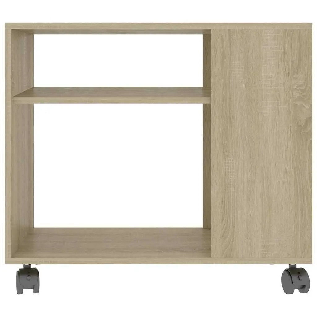 End Table for Living Room with Wheels Engineered Wood Accent Side Table 70W x 35D x 55H cm