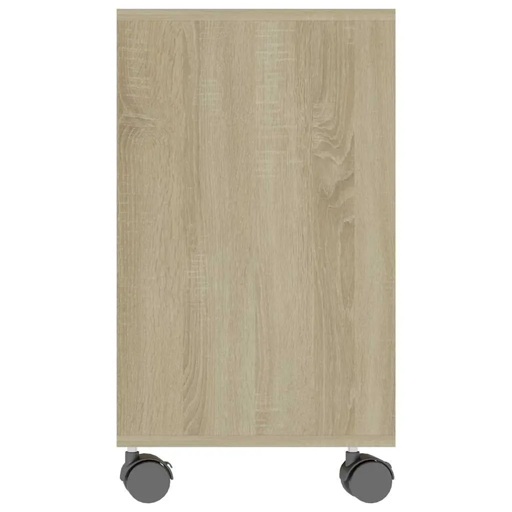 End Table for Living Room with Wheels Engineered Wood Accent Side Table 70W x 35D x 55H cm