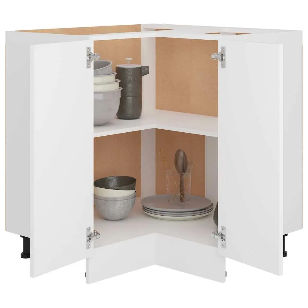 Corner Bottom Cabinet Kitchen Storage White Engineered Wood 75.5x75.5x81.5cm