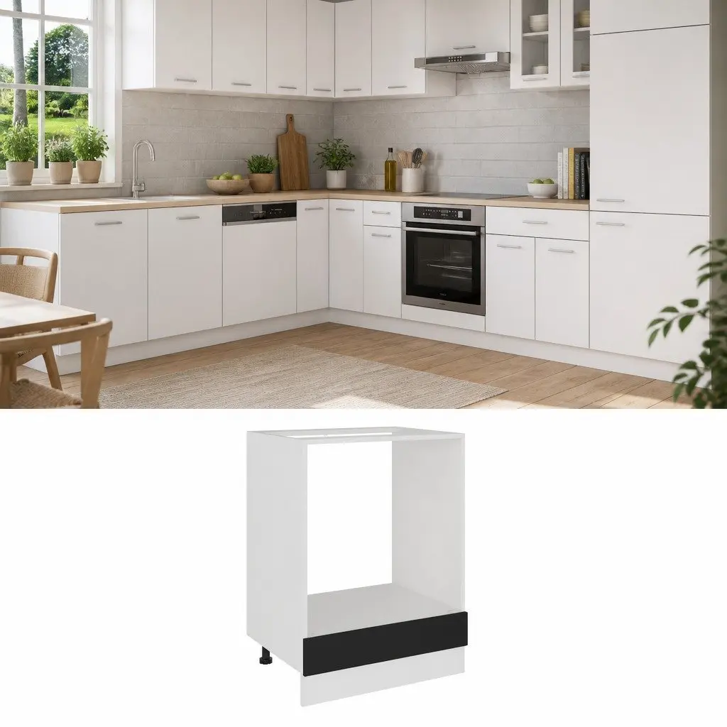 Oven Cabinet Kitchen Storage Engineered Wood Black 60x46x81.5cm