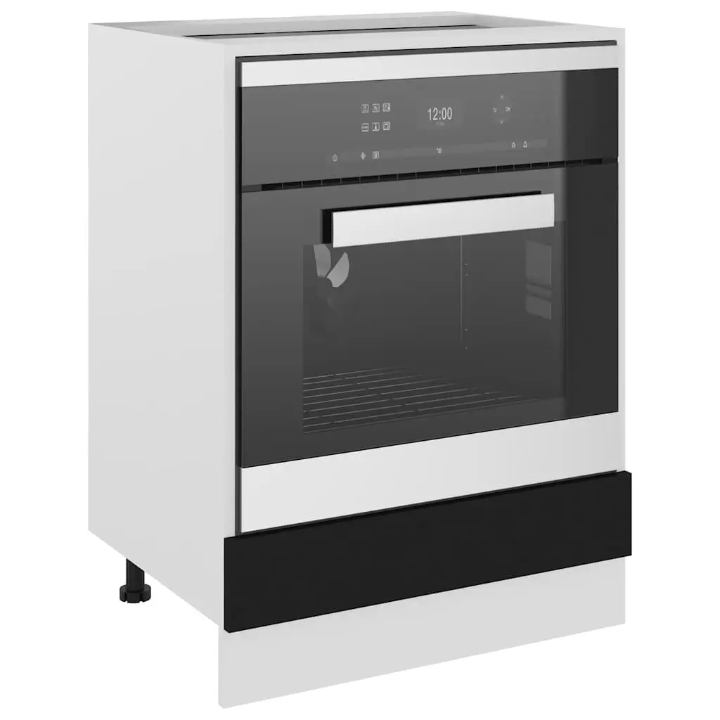 Oven Cabinet Kitchen Storage Engineered Wood Black 60x46x81.5cm
