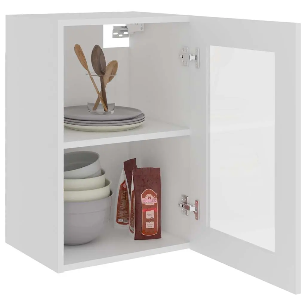 Hanging Glass Kitchen Cabinet, White
