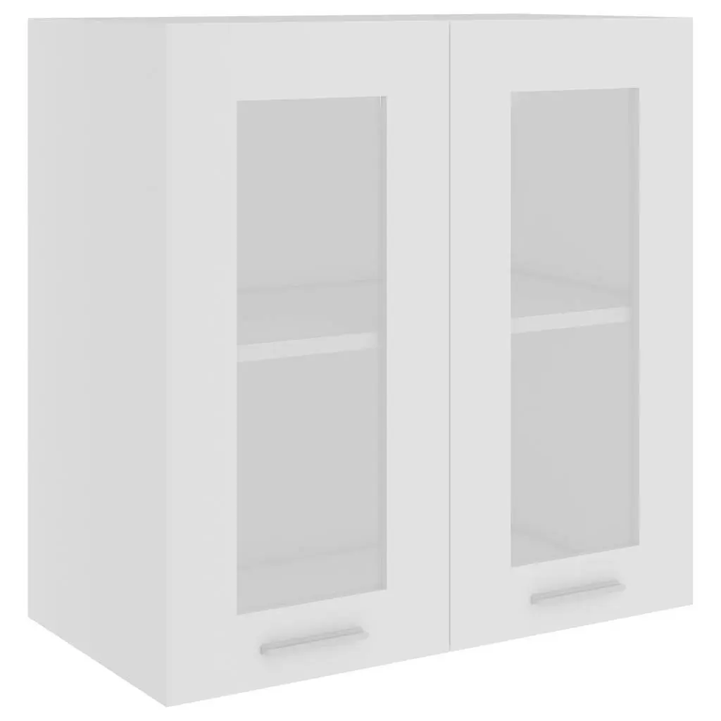 Wall-Mounted Glass Cabinet Storage for Kitchen 60x31x60cm White with Two Shelves