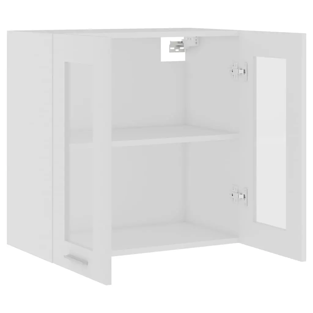 Wall-Mounted Glass Cabinet Storage for Kitchen 60x31x60cm White with Two Shelves