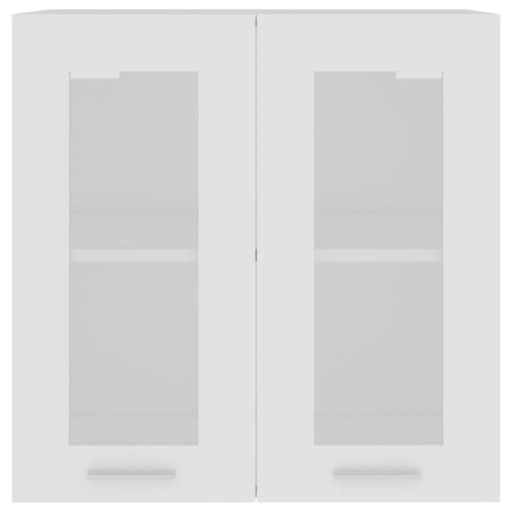 Wall-Mounted Glass Cabinet Storage for Kitchen 60x31x60cm White with Two Shelves