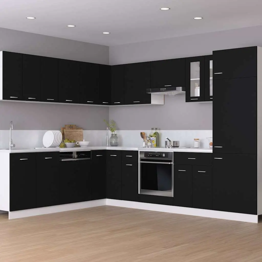 Black Wall-Mounted Glass Cabinet with Ample Storage Space
