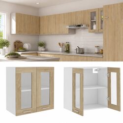 Brown Hanging Glass Kitchen Cabinet - Specs Inside