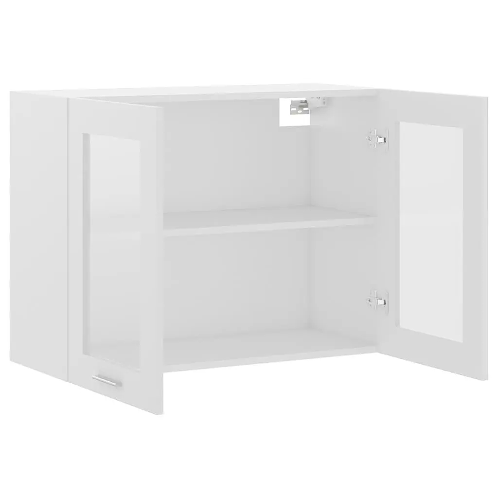 Hanging Glass Cabinet Kitchen Wall Storage Cupboard White 80x31x60cm