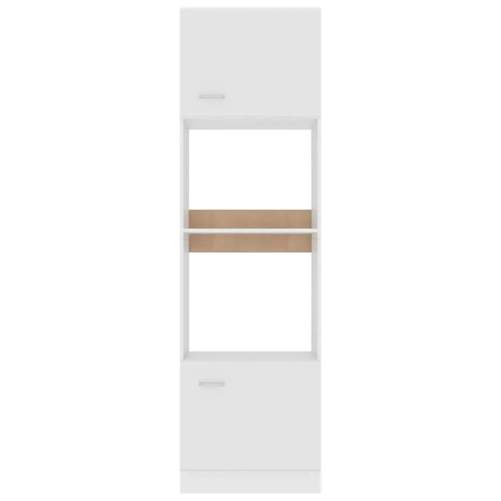 Microwave Cabinet Kitchen Storage Cupboard White 60x57x207cm 4 Shelves 2 Doors
