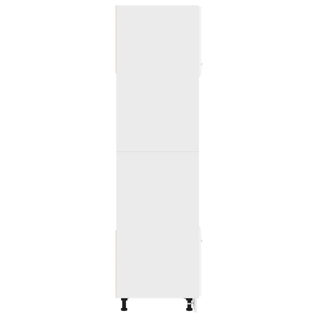 Microwave Cabinet Kitchen Storage Cupboard White 60x57x207cm 4 Shelves 2 Doors