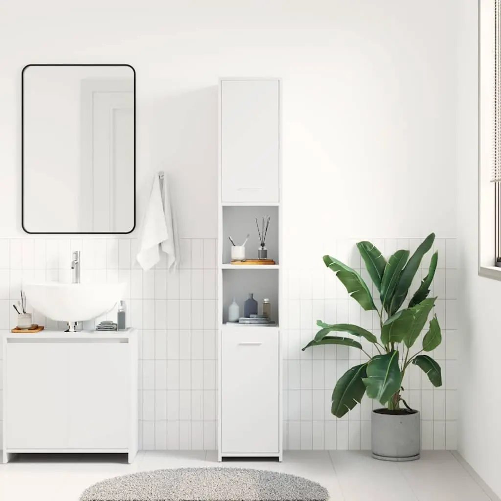 Bathroom Cabinet White 30x30x183.5 cm Storage Vanity Unit Cupboard with Doors