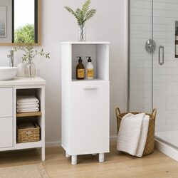Bathroom Cabinet White Storage Cupboard 3 Compartments 1 Door Engineered Wood