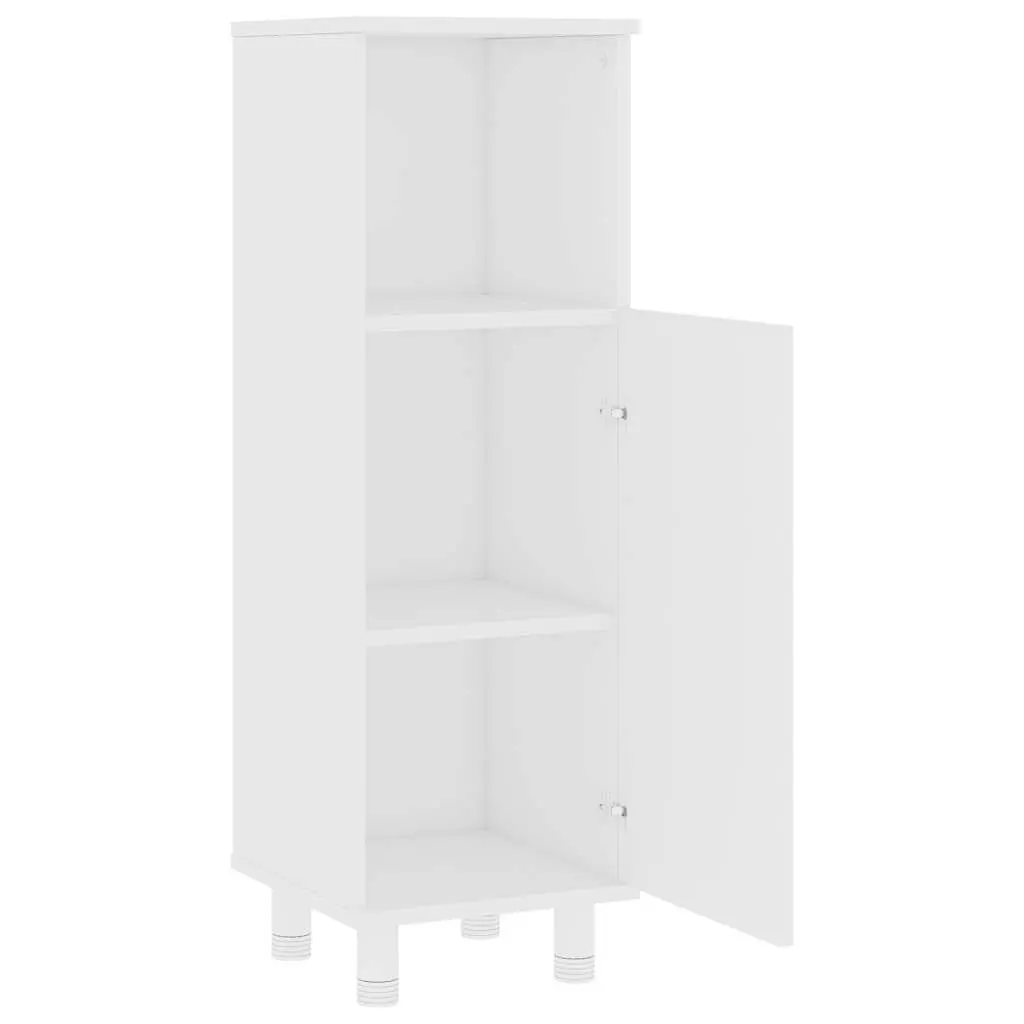 Bathroom Cabinet White Storage Cupboard 3 Compartments 1 Door Engineered Wood