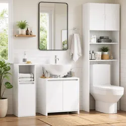 Bathroom Cabinet Specifications: 60x33x61 cm White Storage